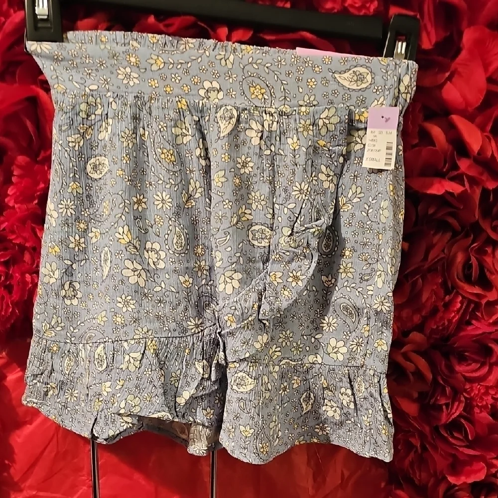 Girls NWT Floral Blue Ruffle Skirt Size XSmall